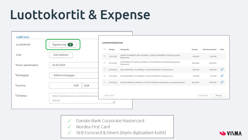 Luottokortit ja Expense